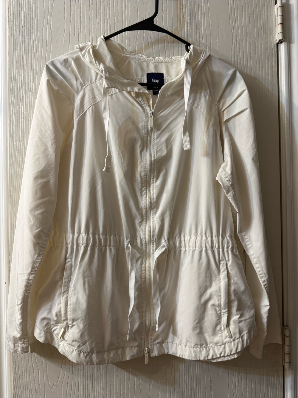 🛍️Gap Women's Small White/Beige Hooded Windbreaker Jacket